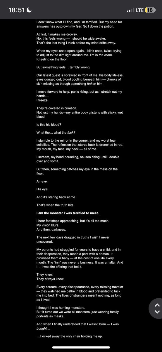 sekanixoxo's tweet image. Entry 3— The Monster In My House.
The more I watch that room… the less human everything feels.😦 

Btw I need reviews, so pleaseeee drop a comment and thank you as always for joining me on this ride😊