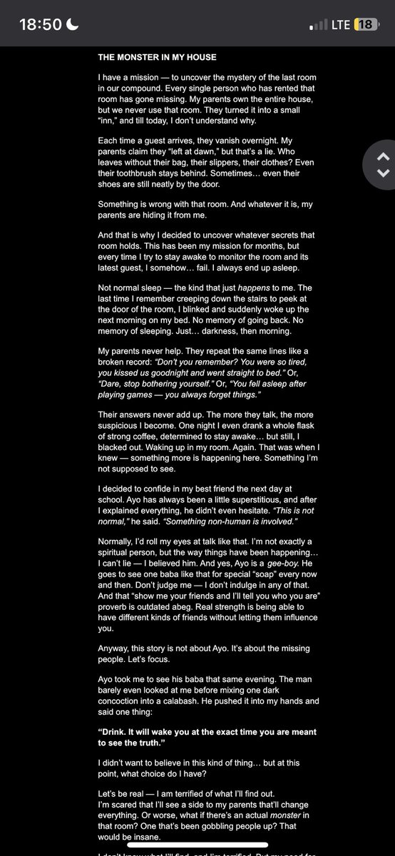 sekanixoxo's tweet image. Entry 3— The Monster In My House.
The more I watch that room… the less human everything feels.😦 

Btw I need reviews, so pleaseeee drop a comment and thank you as always for joining me on this ride😊