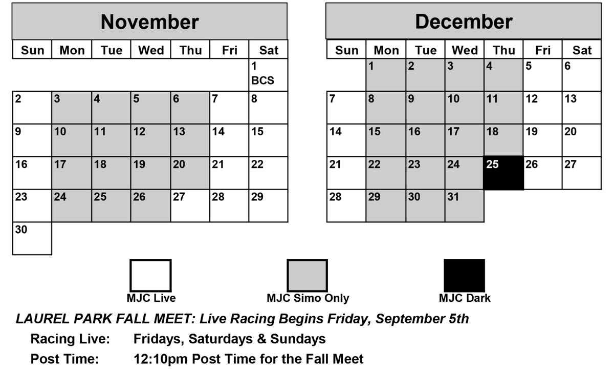 Looking ahead to Laurel Park November and December racing laurelpark.com/racecalendar/