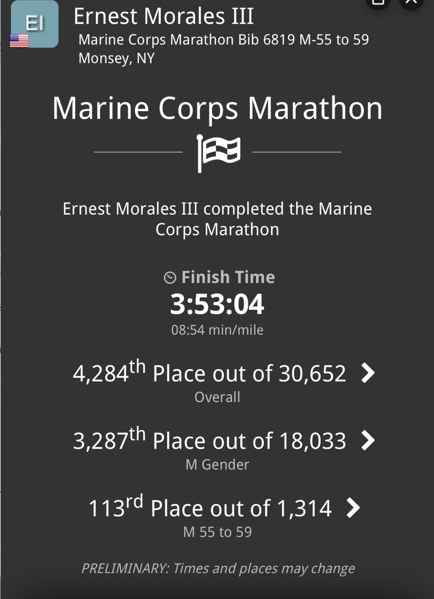 #sundaymotivation Today was an honor participating in my #33rd Marathon🏃🏼‍♂️ here at the 50TH MARINE CORPS MARATHON in Arlington, Virginia. The day was perfect for a great run and the people were out rooting for the runners. This was my 9TH state. Dallas, Texas next on 12/14/2025.