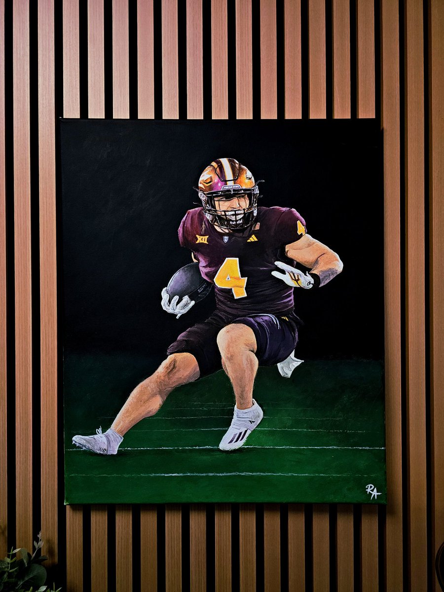 Completed Cam Skattebo painting