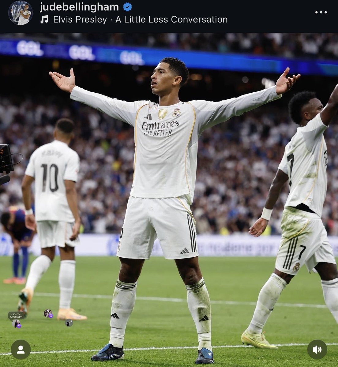 Jude Bellingham en IG:

“HABLAR ES FÁCIL. HALA MADRID SIEMPREEEE 🤍”

DIOSSSS!!!!!