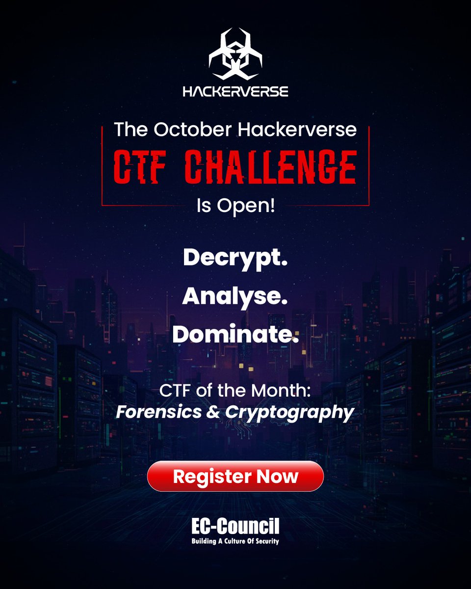 hackerverse_ecc's tweet image. One shot is all it takes. 🎯
The October Hackerverse CTF leaderboard is waiting — but only the fastest and sharpest will claim the top.

Are you ready to compete?
🔗 Register now: buff.ly/4ijRWG6 

#eccouncil #hackerverse #hackerversectf #monthlyctf #ctf #capturetheflag