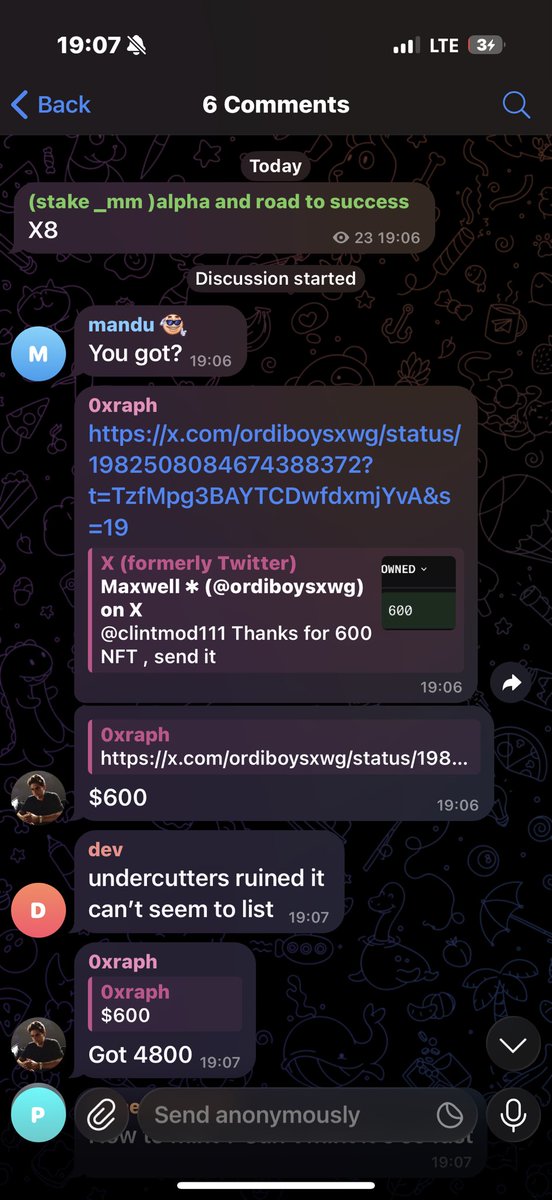 We max minted <a href="/clintmod111/">clintmod111.eth</a> X402 Bot NFT.

Someone in my TG managed to mint 600.

That’s about $4K profit if he sells all.

Clean 8x 🔥