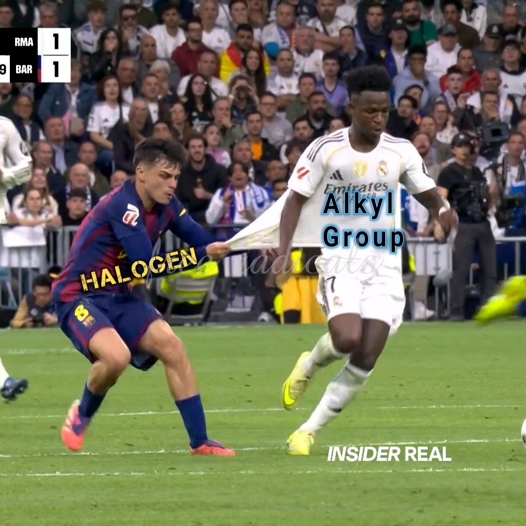 Pedri doesn’t know what he delivers. It will be a great help for my students to understand the negative inductive effect. 
#HalaMadrid #ElClasico #LaLiga 
#Pedri #ViniciusJr #ChemistryMemes 
<a href="/LaLigaEN/">LALIGA English</a>