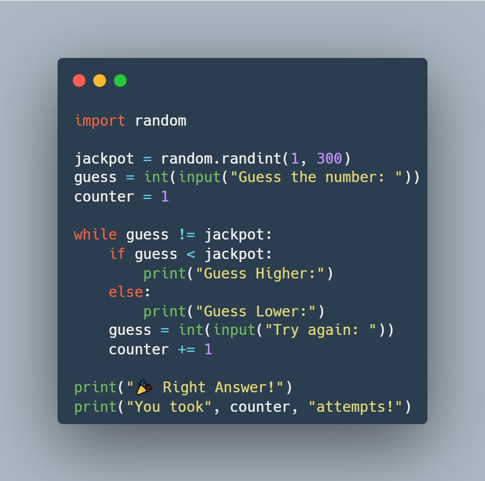 Samimughal78's tweet image. 🧠 Test your luck with this Python Number Guessing Game!
check out on Github [github.com/SamiMughal786/…]
#Python #Coding #100DaysOfCode
#DevCommunity #GameDev #gamedev #GuessAndWin