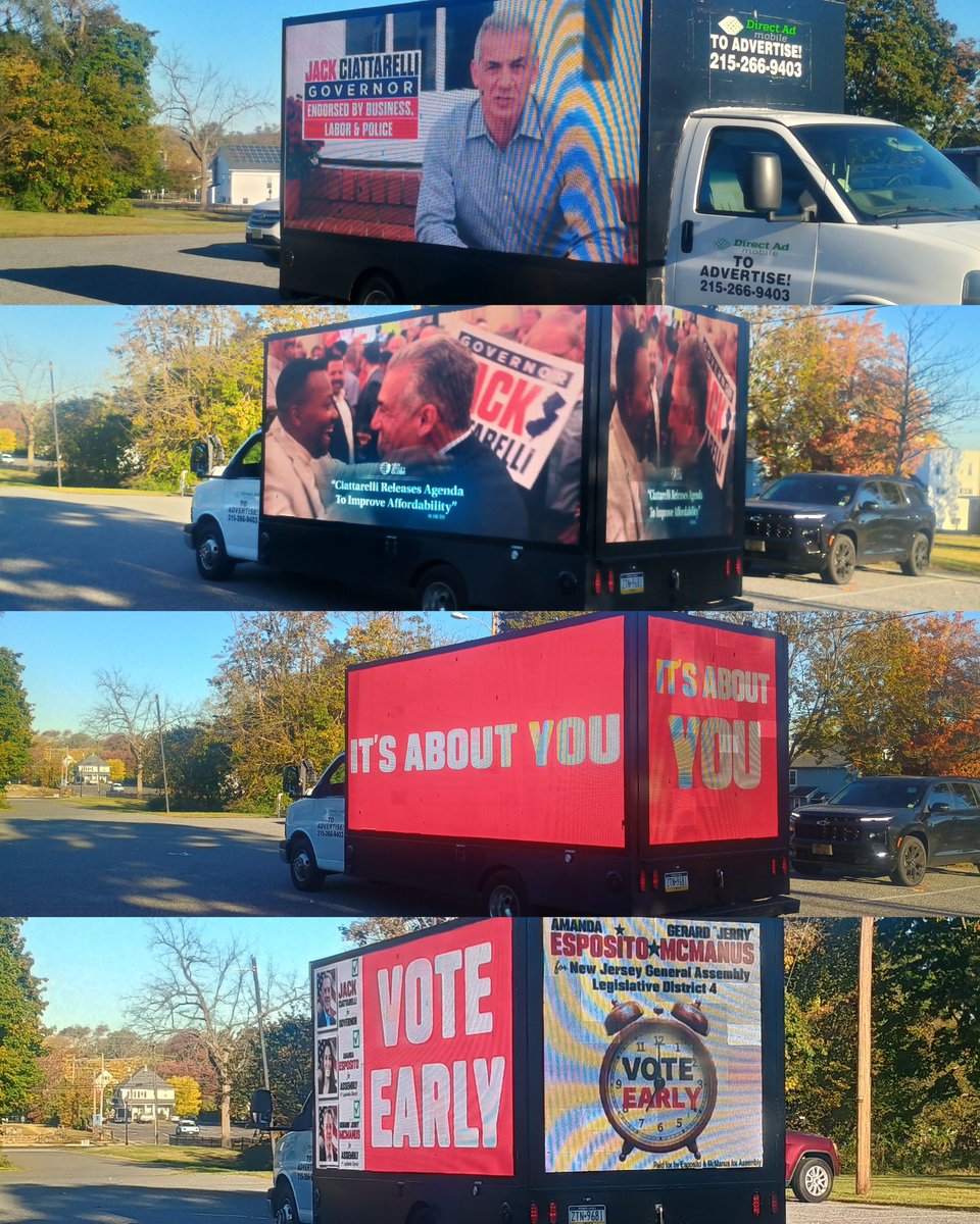 Wake Up NJ πΊπΈ New Jersey (@wakeupnj) on Twitter photo Jack Ciattarelli and local candidates advertisement van spotted in Gloucester County NJ driving around
Gotta admit, these are an awesome way to advertise Jack Ciattarelli and local candidates advertisement van spotted in Gloucester County NJ driving around
Gotta admit, these are an awesome way to advertise