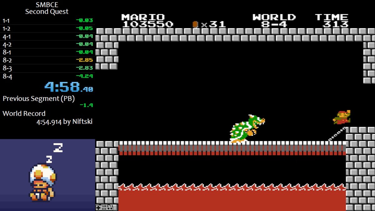 TheRudyyy's tweet photo. 2 PB aujourd'hui sur le Hard Mode de Super Mario Bros. en Any% ! On va aller chercher ce 4:57 qui n'est plus qu'à quelques frames ! https://t.co/gFsW2lXg7Q