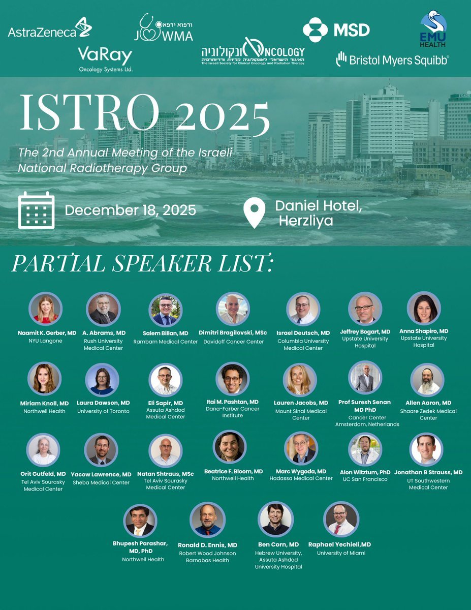 MKnoll_MD's tweet image. Thrilled to cohost the second annual international radiation oncology conference in Israel this year 

We are ecstatic to have past @ASTRO_org President Dr Laura Dawson join us

#radonc