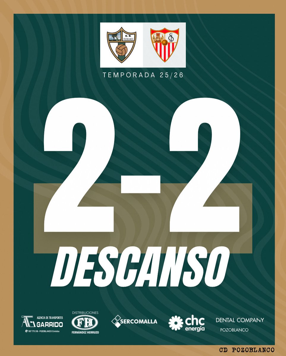 ⏱45’. ¡Descanso!

🟠⚫️ #PozoblancoSevillaC 2-2 🤍