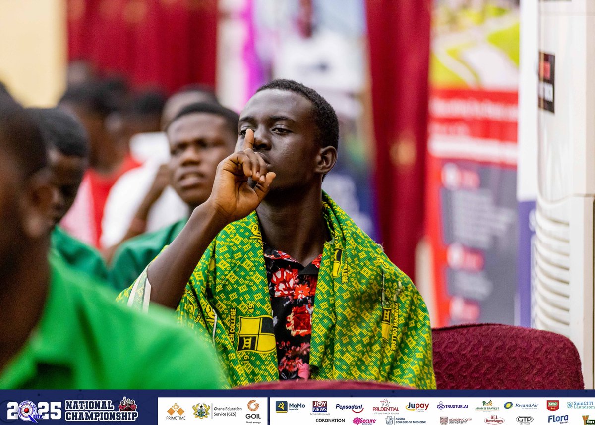 NSMQGhana's tweet image. CNC AUDITORIUM:
End of Contest 
Prempeh College: 62pts
Suhum SHTS: 37pts
Benkum SHS: 13pts
#NSMQ2025 #NSMQOneEighth #Primetime