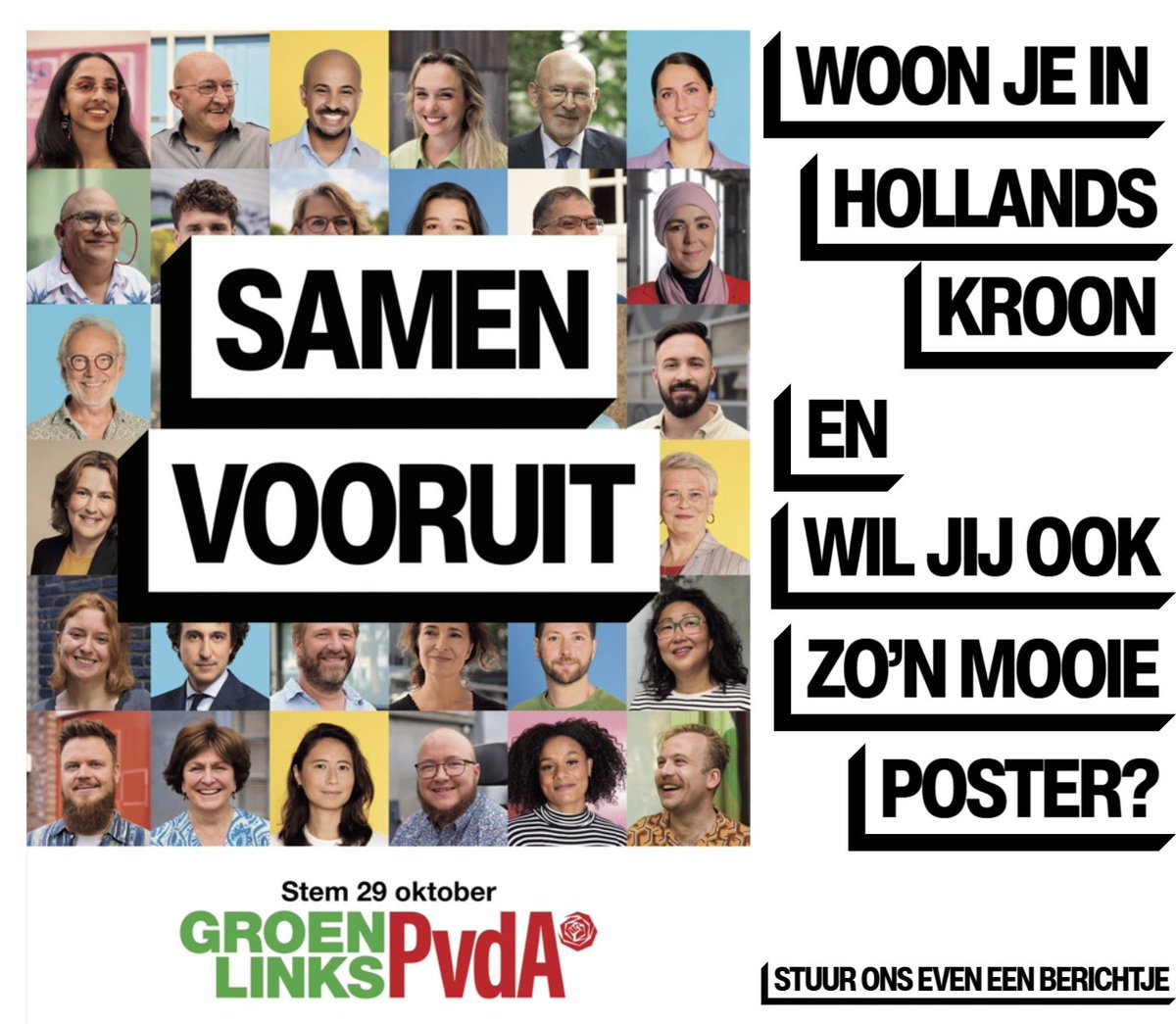 JanEichhorn1's tweet image. Woon je in #HollandsKroon en wil je ook zo'n mooie poster voor je raam? Dat kan! Laat even weten.

#samenvooruit
#GroenLinksPvdA 
#verkiezingen2025