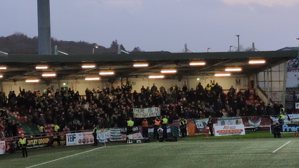 Respect to the <a href="/ShamrockRovers/">Shamrock Rovers FC</a> fans today. This banner was showing at the final whistle! 

Even after a defeat they showed their class. 

<a href="/derrycityfc/">Derry City FC</a>