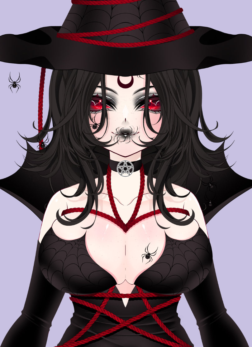 Closeup of a model I created for <a href="/Witchy_Tea_Cup/">Witchy_Tea_Cup ❤️🔮Partner Pushing on twitch💀</a> of their gorgeous Halloween witch👀♥️ I had so much fun creating this model :3

#vtuber #live2d