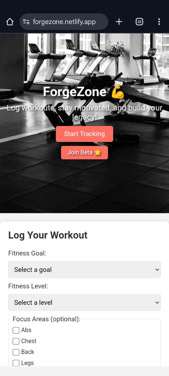 TheAnimeDon1's tweet photo. Day 6: ForgeZone (finalized name) is LIVE! Smart workouts + beta signup. Mobile app coming! Ready to crush it? Click the link below #FitnessTech #WorkoutApp
Link: https://t.co/j4g0FgFHou
beta form link: https://t.co/zJnKQ3Makp https://t.co/0Rdn41qJXr