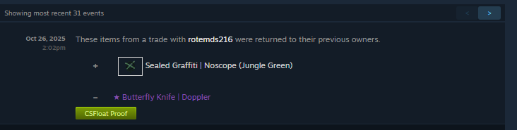 I_am_jerm's tweet image. second trade reverse has hit the tower
people are abusing and taking advantage of a feature that valve added to protect people
These people are scammers and thiefs, there is no other way to slice it
All i can do is recommend you avoid them and never do business with them