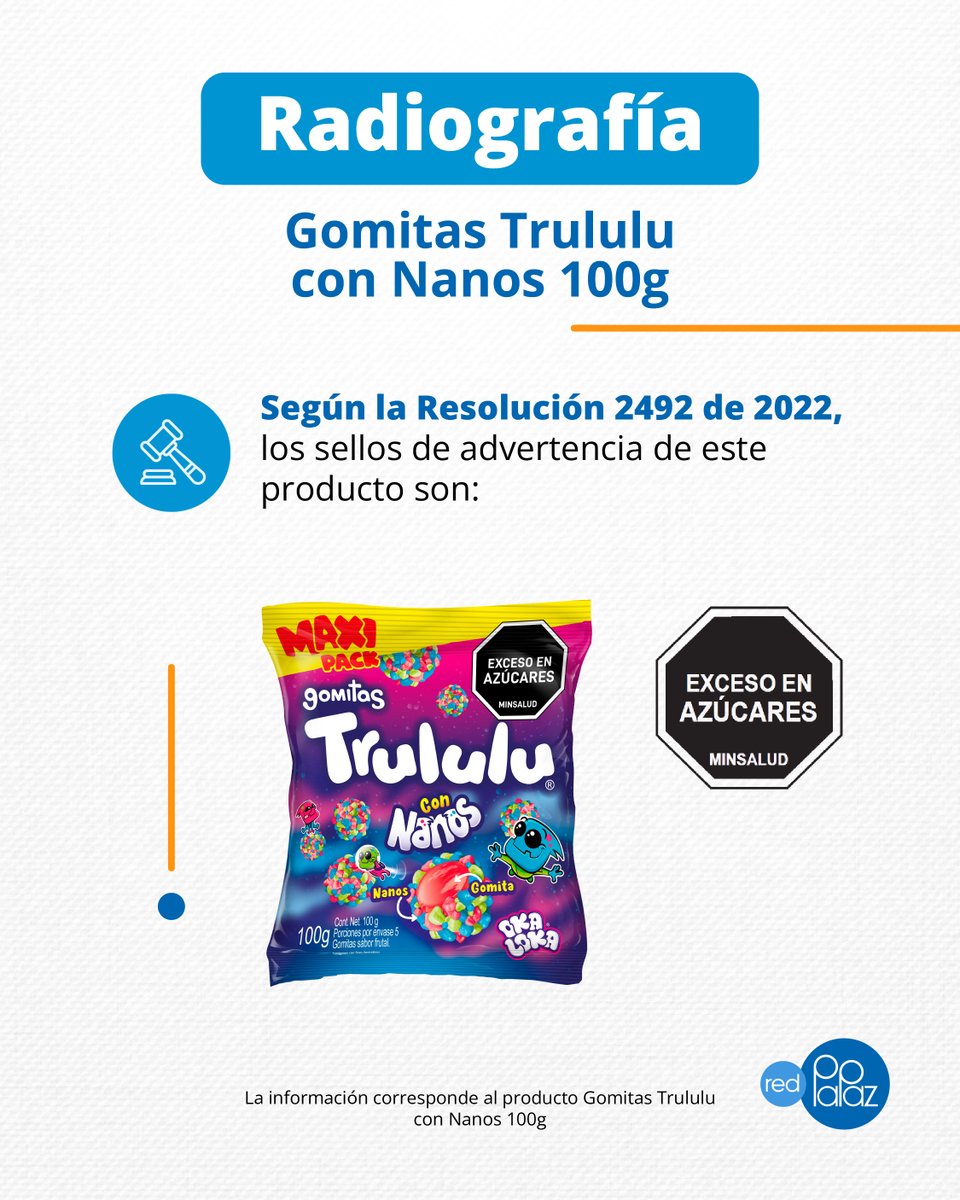 RedPaPaz's tweet photo. El consumo de productos ultraprocesados como las Gomitas #Trululu con Nanos, se relaciona con mayor riesgo de sufrir obesidad y enfermedades crónicas no transmisibles como diabetes.
Evite su consumo y prefiera el consumo de frutas en conserva o postres naturales.
#Halloween #Dulces #Saludable