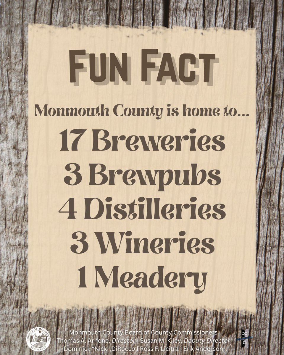 Did you know Monmouth County is a craft beverage lover’s dream? 

We’ve got 17 breweries, 3 brewpubs, 4 distilleries, 3 wineries, and 1 meadery — all right here, locally made and full of flavor!

Discover your next favorite pour at 👉 bit.ly/49l1U8A