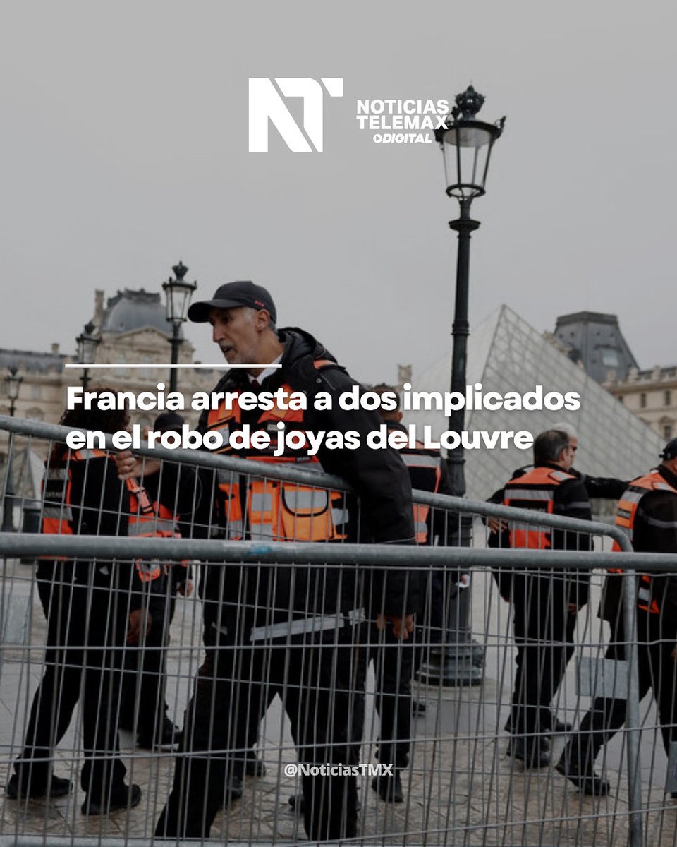 #Internacional | Las autoridades francesas informaron la detención de dos presuntos responsables del robo de joyas ocurrido en el Museo del Louvre el pasado 19 de Octubre.

Uno de los sospechosos fue arrestado en el aeropuerto Charles de Gaulle cuando intentaba salir del país,