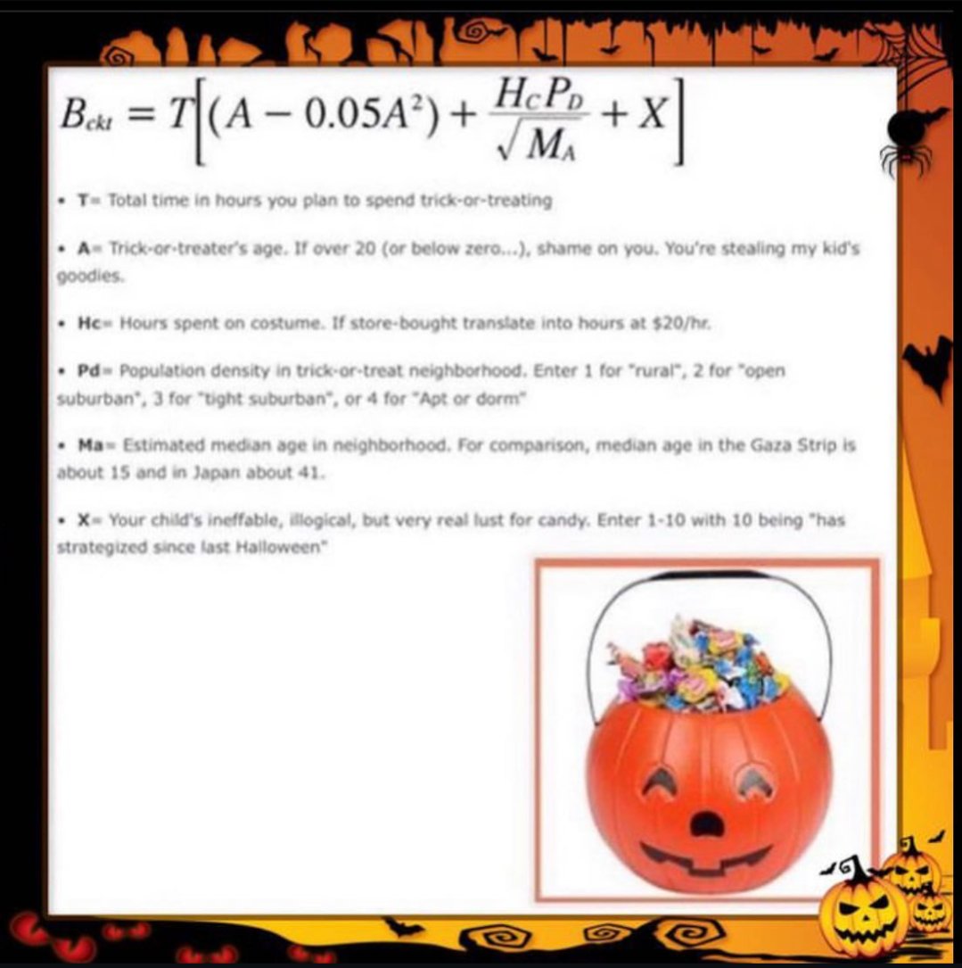 Start of  Halloween Week Math: Calculate the Optimal Bucket Size For Your Halloween Haul. #trickormath #pumpkinpi
science20.com/brain_candyfee…