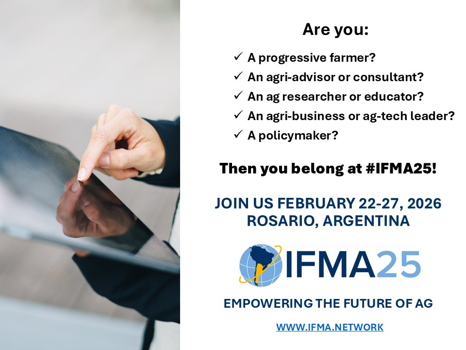 Are you a farm management enthusiast? You can't miss #IFMA25! Join us Feb 22-27 in Argentina!
Exchange insights with global thought-leaders, explore Argentina's rich agricultural history and stunning landscapes, and build your professional network.
web-eur.cvent.com/.../1A0F7851-E…