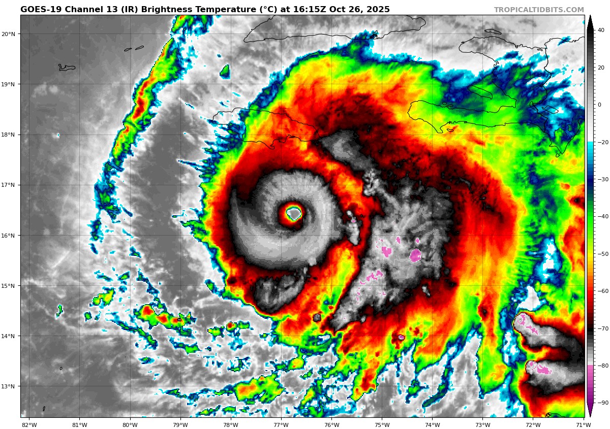 Look at that Face. This always happens in major category 4+ hurricanes. #Melissa is a powerful tropical cyclone eyeing Jamaica.