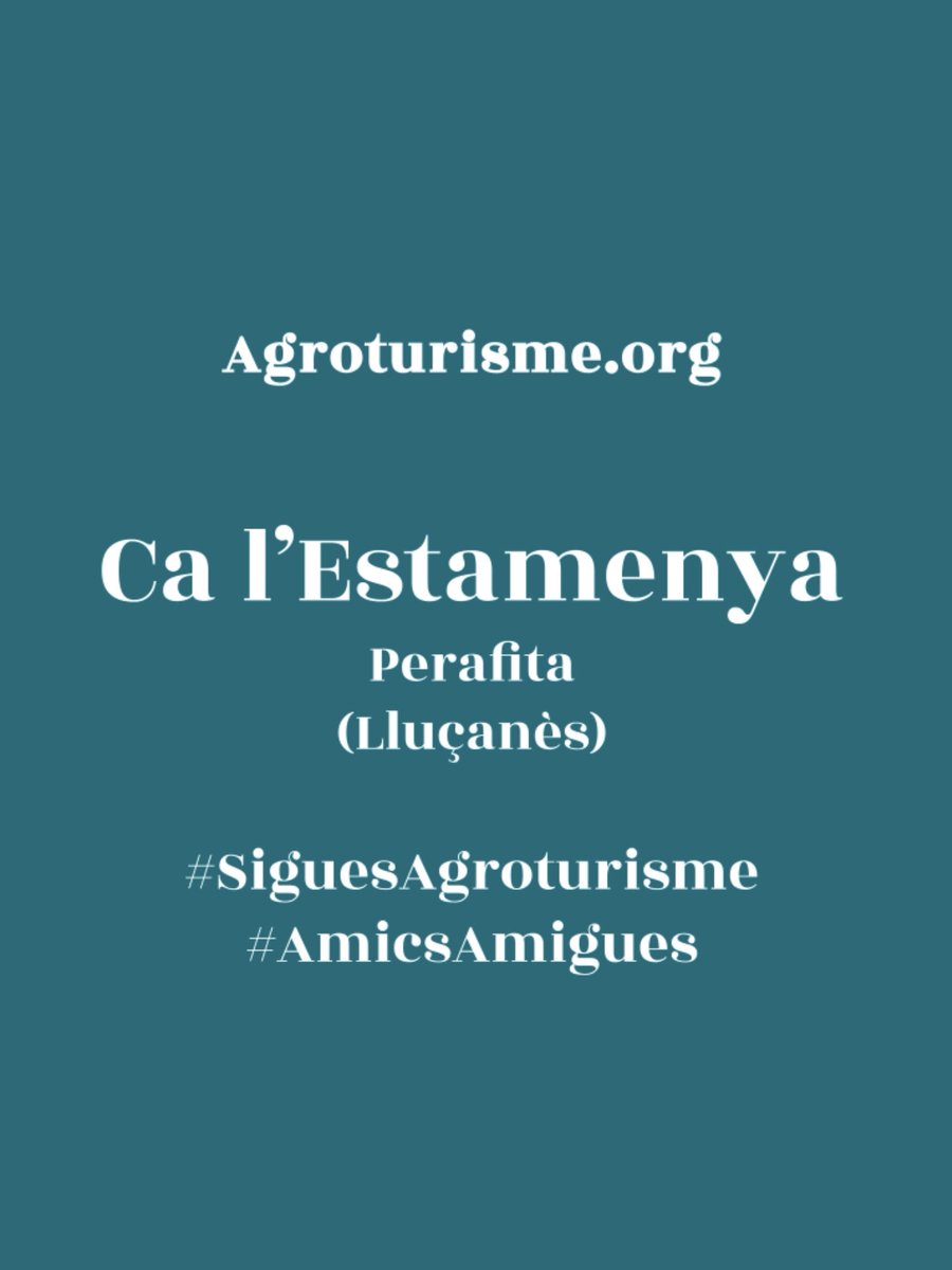 🏡 Ca l’Estamenya és un allotjament singular a Perafita (Lluçanès), que s’acaba d’incorporar al portal d’Agroturisme.org:

agroturisme.org/experiencies/c…

Vinculat al Forn Franquesa / Agrobotiga del Lluçanès, si sou #AmicsAmigues de la Pagesia obtindreu un 10% de descompte 👏😘
