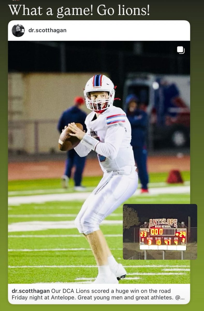 Despite much adversity  <a href="/Go_DCA_Football/">DCA Lions Football</a> orchestrated one of the gutsiest comeback team-wins you’ll ever see- shutting out Antelope in the second half, scoring 22 points in the 4th quarter, and finishing in victory formation. These young men are built for battle. <a href="/SacBee_JoeD/">Joe Davidson</a>