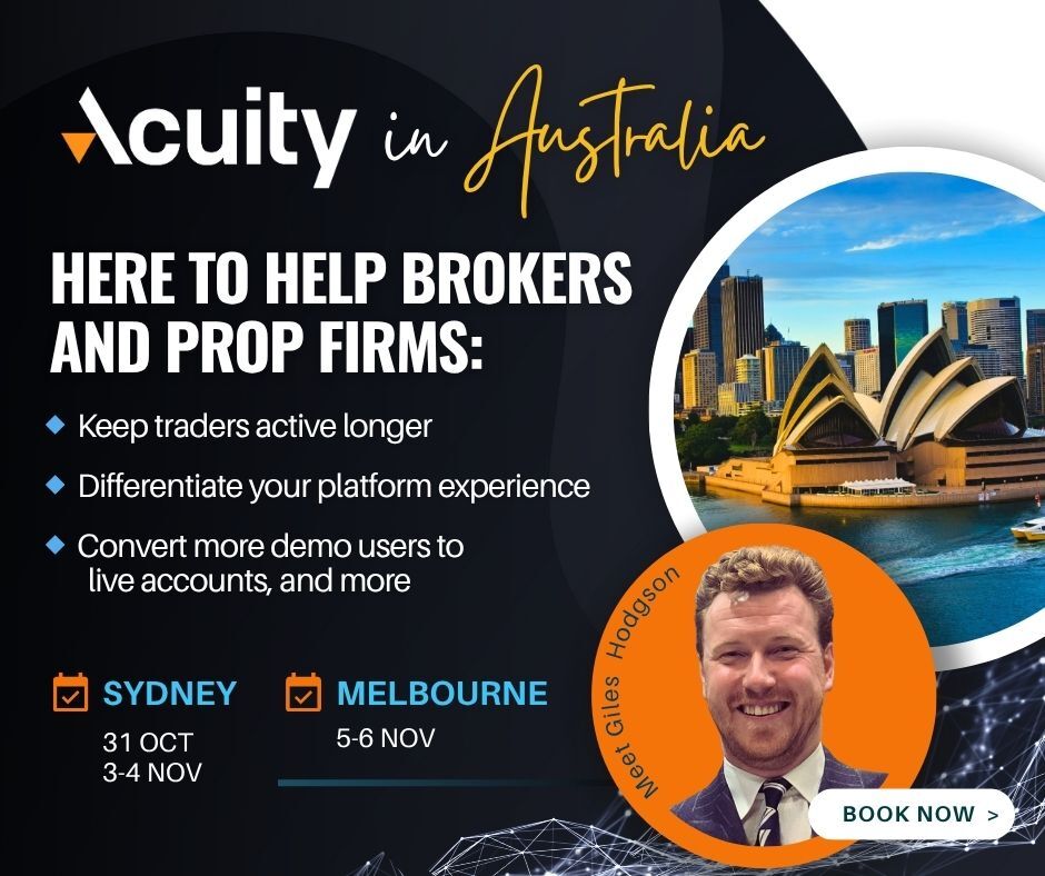 🇦🇺 Acuity in Australia
Meet Giles Hodgson to see how real-time sentiment, ranked news &amp; event intelligence keep traders focused and engaged.

📍 Sydney: Fri 31 Oct, Mon–Tue 3–4 Nov
📍 Melbourne: Wed–Thu 5–6 Nov

Book: hubs.ly/Q03P4b150

#BrokerTech #PropTrading #Fintech
