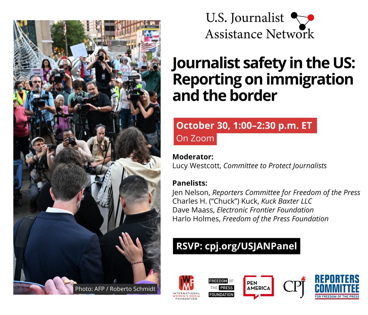 Journalists: Stay safe when reporting on immigration in the US 📣

The US Journalist Assistance Network invites you to join a free webinar about legal rights and digital safety while reporting on immigration and the border.

🗓️ 10/30 | 1-2:30pm ET
🔗 cpj.org/USJANPanel