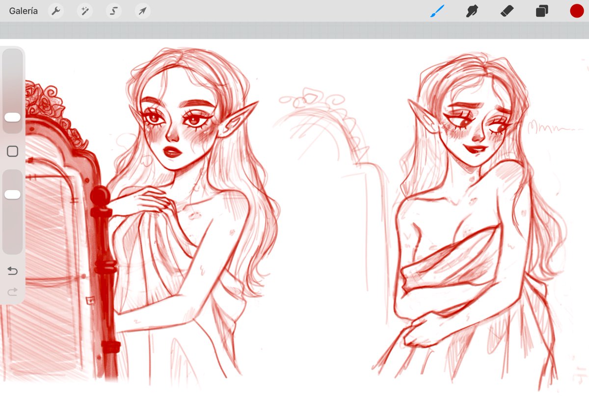 Cherrytlsin's tweet photo. Been drawing Zelink lately 
Ooohh she is just realizing how much in love she is in front the mirror🙂‍↕️ you know what a I mean 

#Zelda #fanart #BreathOfTheWild https://t.co/ush7kLsqs9