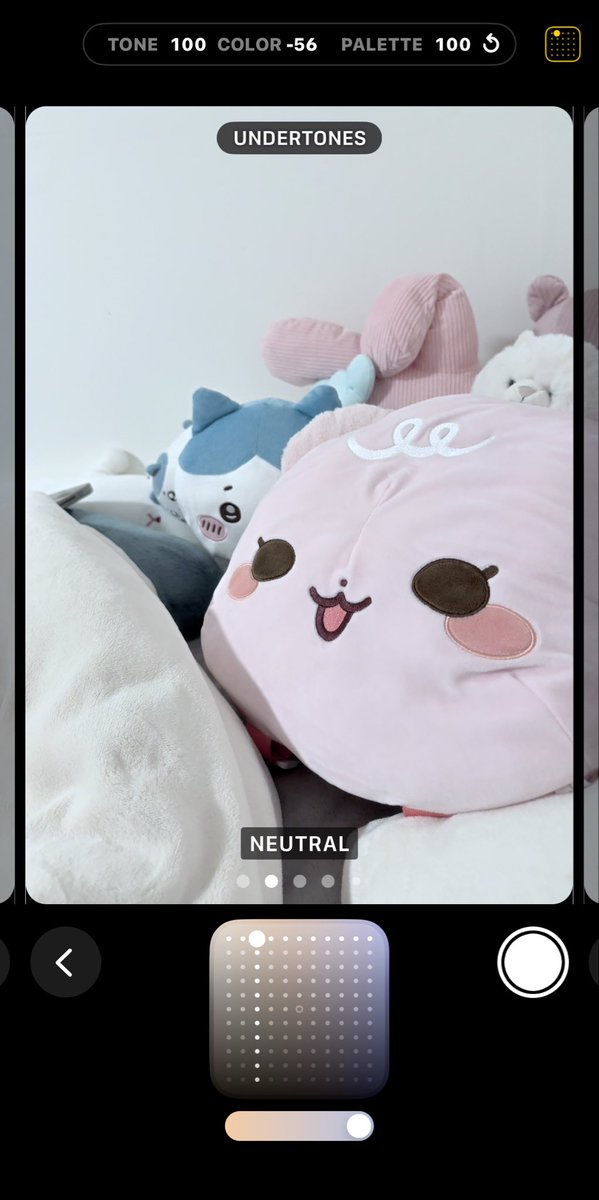 ryunasdiary's tweet image. if u guys have the newer iphones this is the filter i use to get that pale pink look in all my photos 
neutral is great for a more blue look 𐔌՞. .՞𐦯