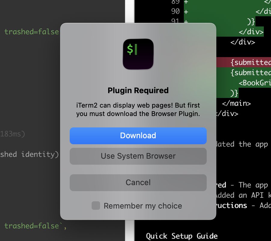 This is what goes wrong with digital products: you don't know when to stop. Do we need a browser inside a terminal app? Would that give me any advantage over using MY browser with MY setup I spent years getting used to?