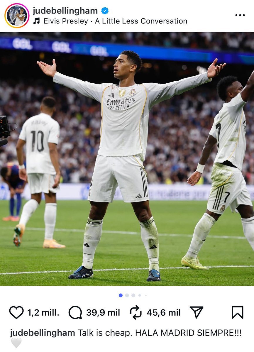 👀 El mensaje de Bellingham a Lamine en redes sociales tras la victoria del <a href="/realmadrid/">Real Madrid C.F.</a> en #ElClasico

🫢 "Hablar es barato"

📻 #PartidazoCOPE