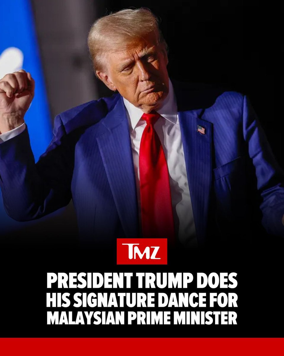 TMZ's tweet image. President Trump touched down in Malaysia Saturday for the first leg of his trip to Asia — and his first order of business was showing off his dance moves to the locals!

See more: buff.ly/S28faLh
