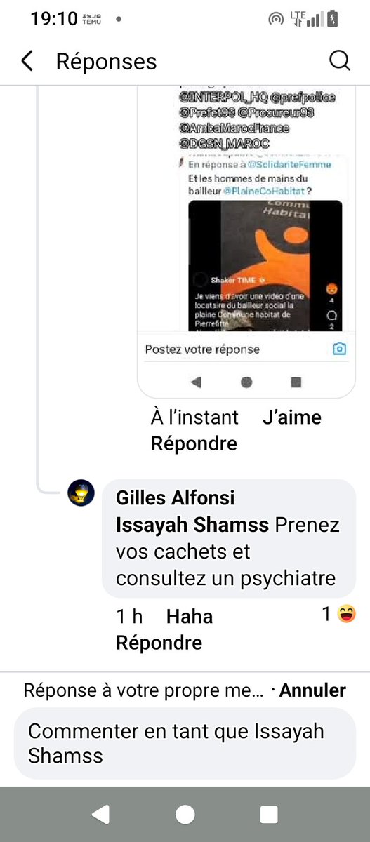 HananeFpa's tweet photo. @BallyBagayoko #gillalfensi doit certainement être en contacte avec la Fouine agresseur de femmes #chrustophepiercy la taupe #davidfrigge qui envoyé des mail en groupé pour me calomnier et le reste de la secte c'est d'une évidence 😉🙌👑🇲🇦 https://t.co/nILsjRmrwn