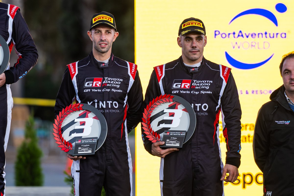 TGR_Spain's tweet image. 🏆 Los podios, después de rallyes tan duros como el @RallyRACC 2025 saben incluso mejor 🍾. 

A partir de mañana ya a pensar en La Nucía 🔜.

#TeoMartínMotorsport #MSISpain #GRYarisRZ