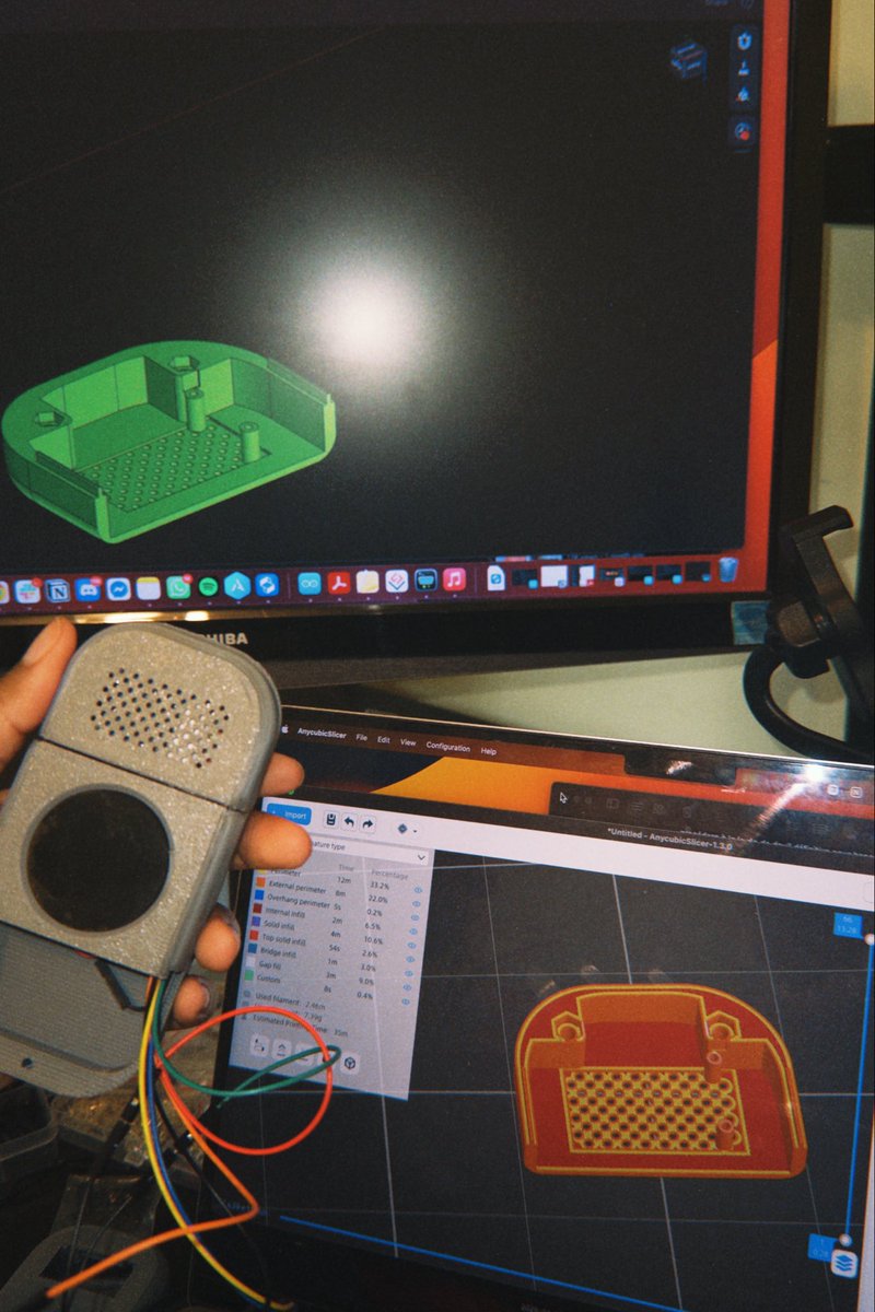 Che_r_sea's tweet image. Recap of week 2 of building Mr. Sniff (aka Shazam for perfumes)! I’ve mostly been working on the enclosure, aiming to make it smaller, easier to 3D print, and simpler to assemble.