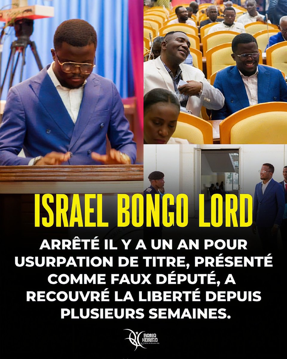 banakongo2's tweet photo. ISRAËL BONGO LORD, arrêté il y a un an pour usurpation de titre et présenté comme faux député, a retrouvé sa liberté depuis plusieurs semaines, mettant fin à une affaire qui avait suscité l’attention médiatique. https://t.co/R8lHxkRVri