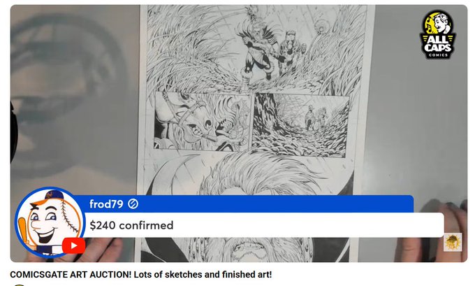 <a href="/Indiegogo/">Indiegogo💡</a> Ethan Van Sciver, whose Reignbow the Brute campaign launched over 1800 days ago just auctioned off an original page of art for $240, while pages went for $1000 as a perk on campaign which isn't fulfilled.