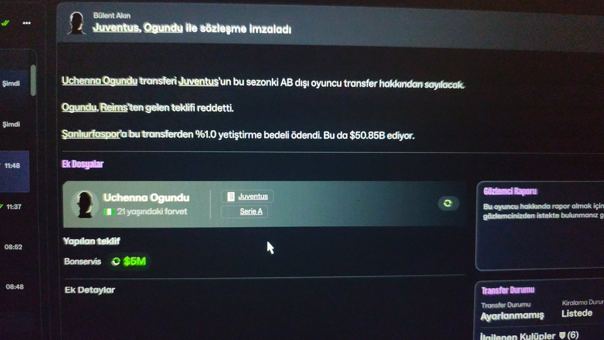 Vay Uchenna Ogundu'ma bak sen. 5milyon dolara Juventusa gidince yetiştirme bedeli olarak Urfaspora 50bin kayme kazandırdı. Eyv