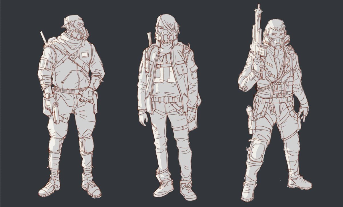 Character sketches for an FPS
