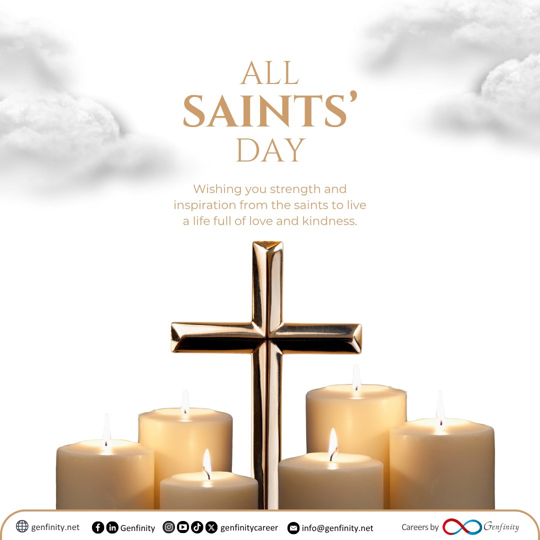 genfinitycareer's tweet image. Tomorrow, 𝗔𝗹𝗹 𝗦𝗮𝗶𝗻𝘁𝘀’ 𝗗𝗮𝘆, we honor the lives of saints and loved ones who have passed, celebrating their legacy of faith and love.

𝗠𝗮𝘆 𝘁𝗵𝗲𝗶𝗿 𝗺𝗲𝗺𝗼𝗿𝗶𝗲𝘀 𝗯𝗿𝗶𝗻𝗴 𝗰𝗼𝗺𝗳𝗼𝗿𝘁 𝗮𝗻𝗱 𝗶𝗻𝘀𝗽𝗶𝗿𝗮𝘁𝗶𝗼𝗻.

#Genfinity #EnablingExcellence