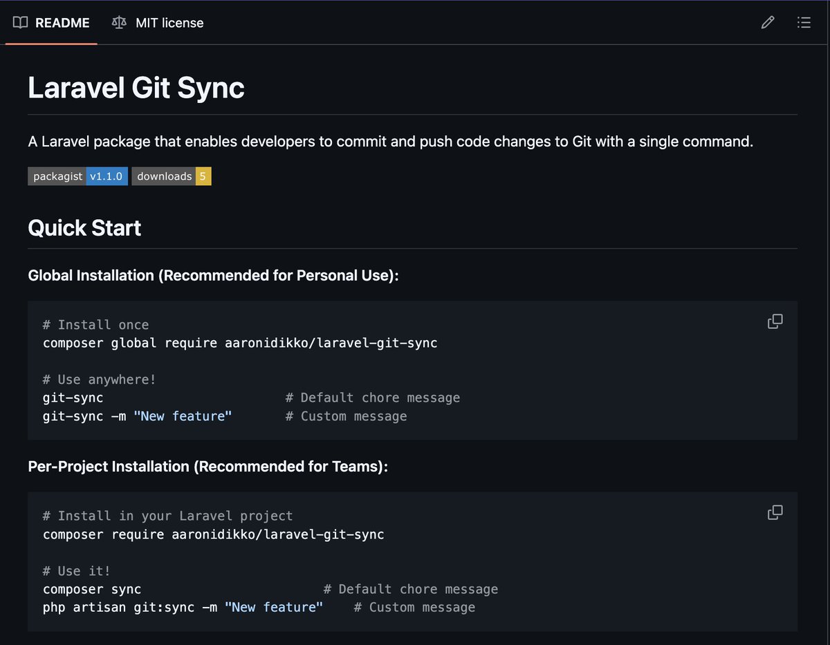 Aarondioo's tweet image. I just dropped a new Laravel package, No more typing
git add .
git commit -m "..."
git push
github.com/Aarondio/larav…
#Laravel #PHP #Git #OpenSource #DevTools #Productivity