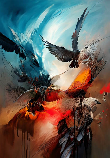 MidnightworksA's tweet photo. The First Omen.
A warning blaze in the fading light. The first sign given, a primal scream, In the chaos now, begins the dream.
#dystopian #surreal #AbstractArt #digitalart #AIart #NFTs https://t.co/R9J650WAzC
