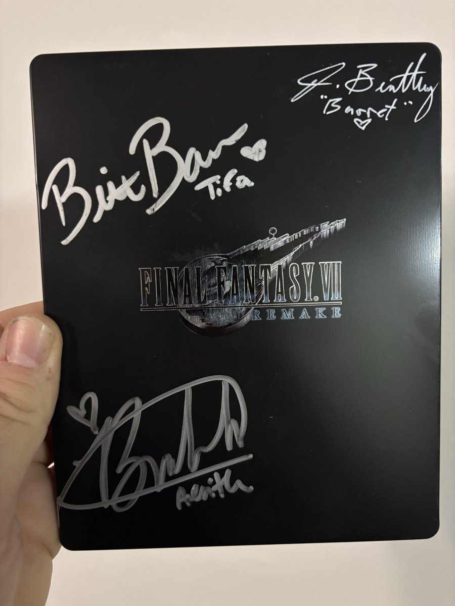 Final Fantasy VII Remake signed by John Eric Bentley (Barret Wallace), Britt Baron (Tifa Lockhart) and Briana White (Aerith Gainsborough)