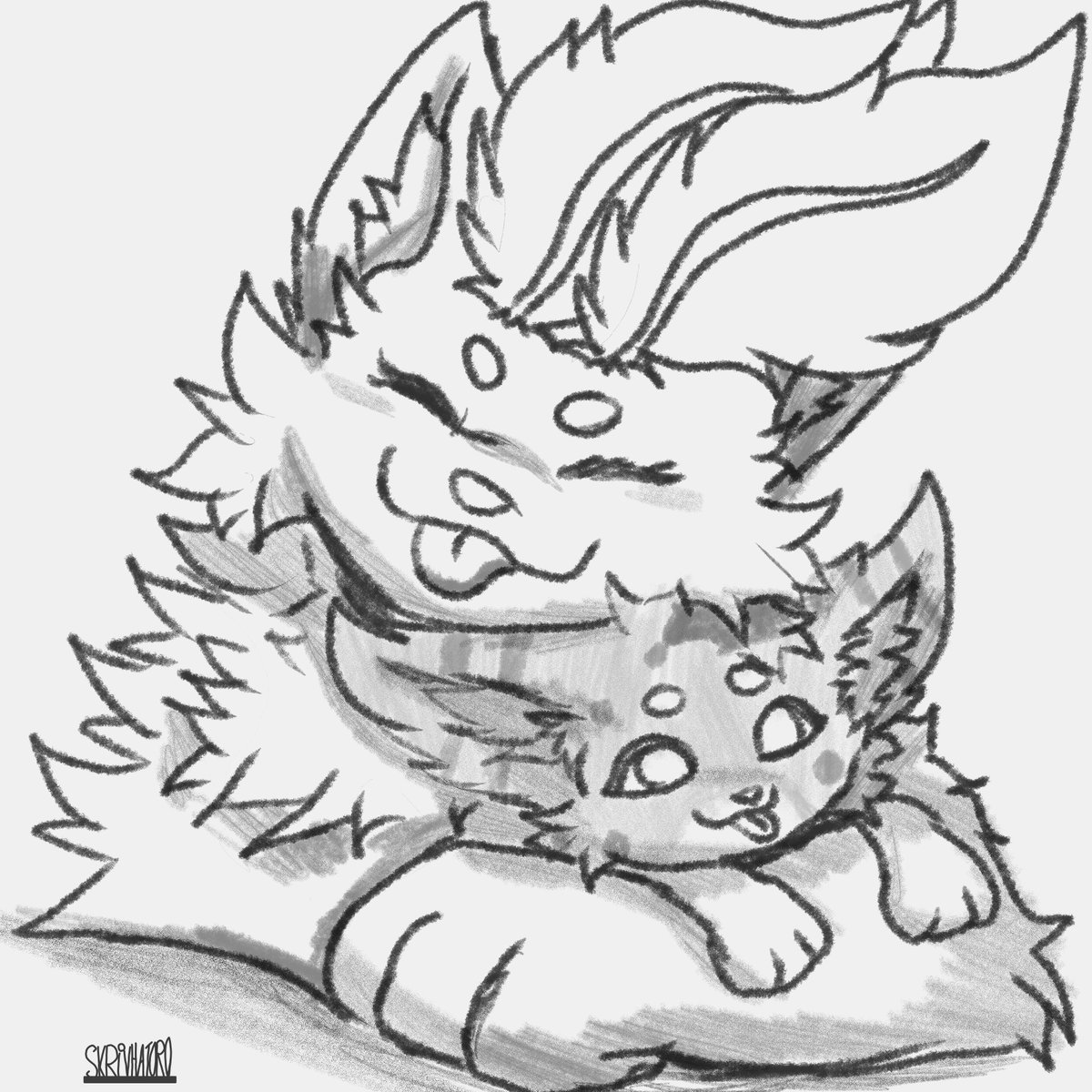 practice grayscale art of the precious <a href="/CosmicServalLeo/">Leo the Cosmic Serval🇮🇹</a>