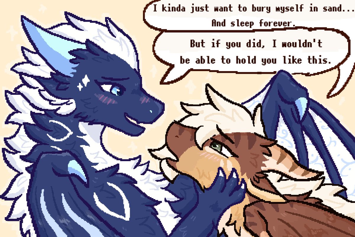 The warmth of another during trying times &lt;3
#dragon #pixelart #comic