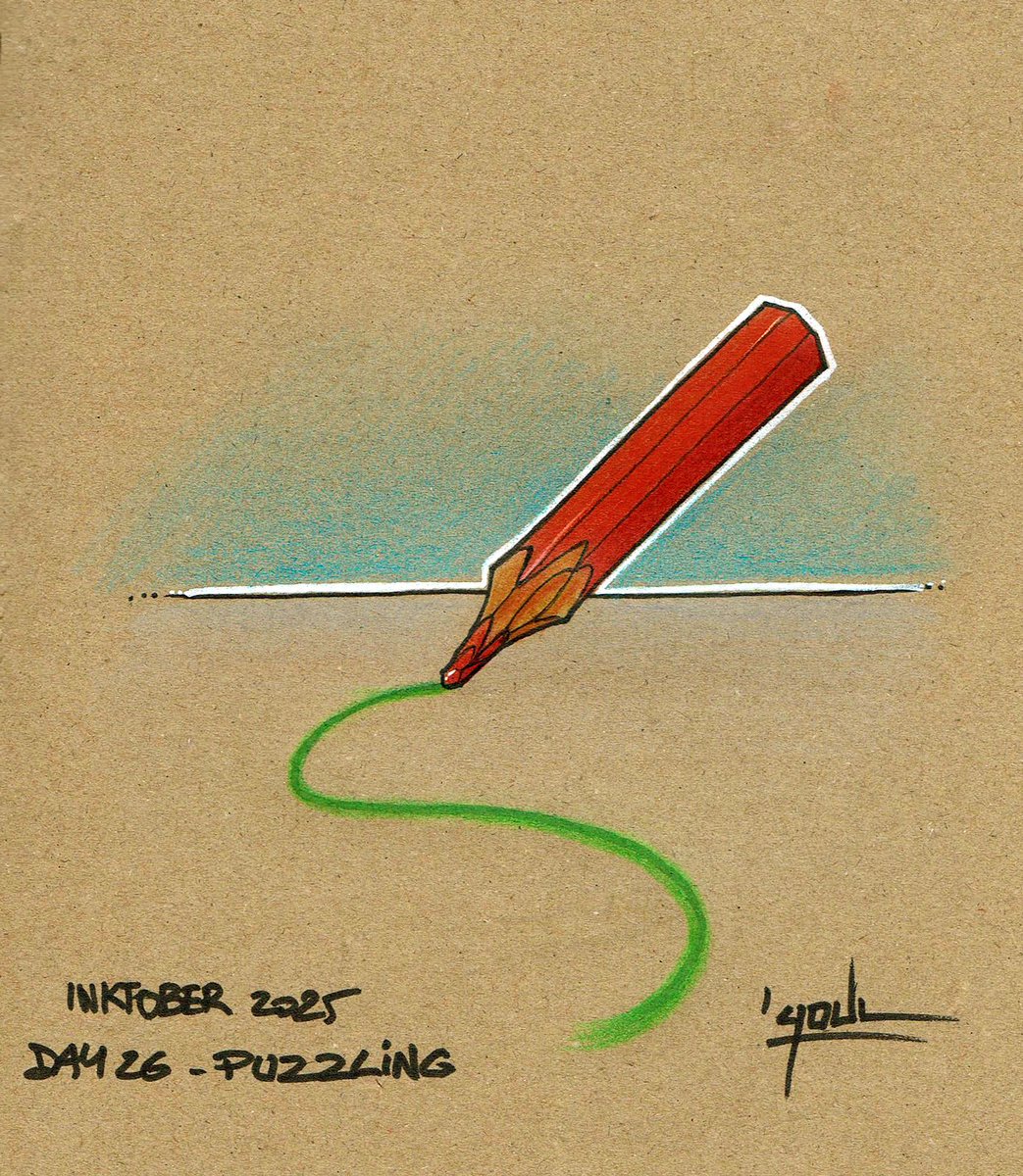 #Inktober2025 Day26 #puzzling (#déroutant)

#draw #drawing #dessin #dibucho #inktober #ink #alcoholmarker #day26 #illustration <a href="/inktober/">Inktober</a> @inktoberofficial <a href="/awaishaukat/">awais shaukat.</a> #colors #red #green