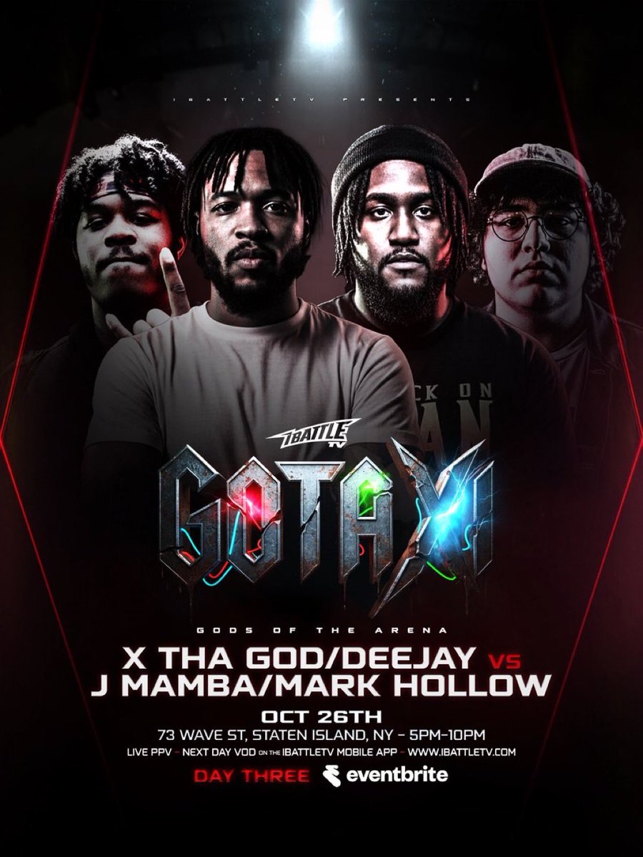 DrMuyBueno's tweet photo. GOING DOWN TONIGHT!!!

@X_Tha_God &amp; @RookDeejayy take to the @iBattlePromo /@ibattletv stage as a duo for the 1st time &amp; puts on for #GBE at #GOTAXI

#LEVELUNTAMED

GET THE APP!!!

https://t.co/mg2xkYeECA https://t.co/HogFBgVJrS